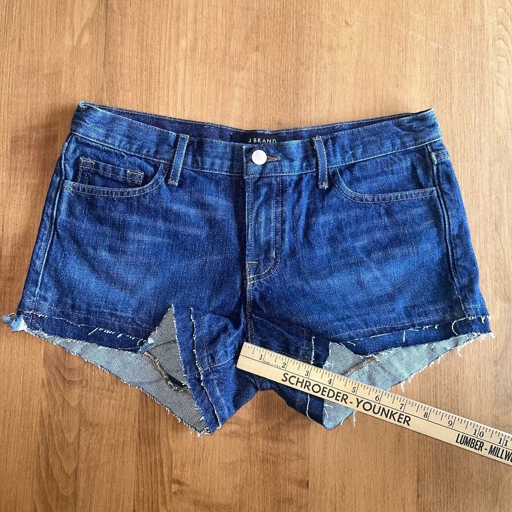 J Brand Jean Sachi Shorts Distressed Design Frayed Hem Soft Dark Denim 26